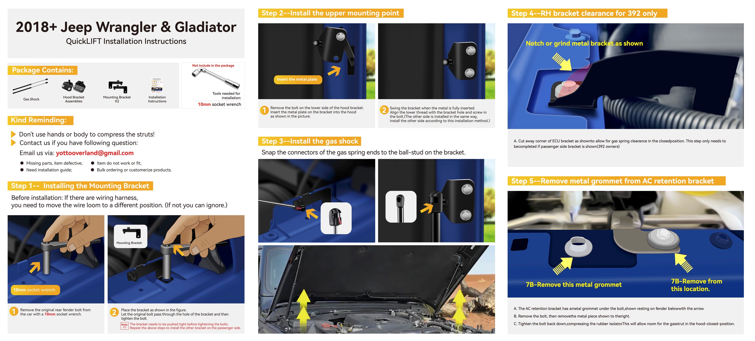 Beefy Hydraulic Hood QuickLift for JL & JT