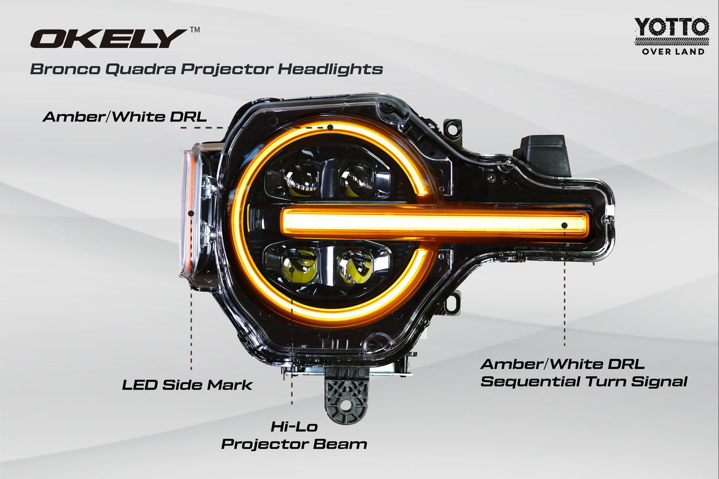 Okely - Bronco Quad Projector Dual Color Sequential Headlights