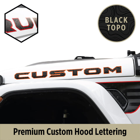 Premium Black Topo Hood Lettering | Set of 2
