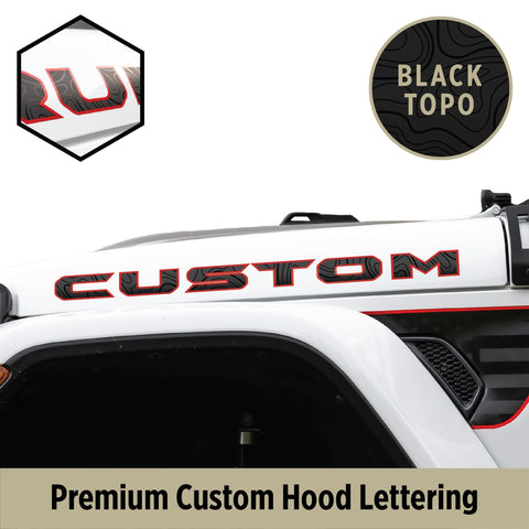 Premium Black Topo Hood Lettering | Set of 2