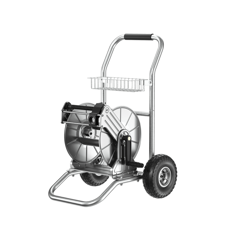 Garden Hose Reel Cart-2 Wheels-Stainless Steel-Heavy Duty