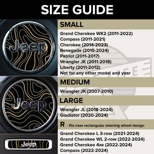 Topographical Map Print Steering Wheel Decal for Jeep