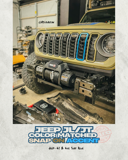 SALE: "Snap On" Accent Slot Cover for 24-25 Grille Wrangler JL JT Grille - Hydro Blue