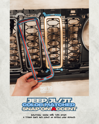 SALE: "Snap On" Accent Slot Cover for 24-25 Grille Wrangler JL JT Grille - Hydro Blue