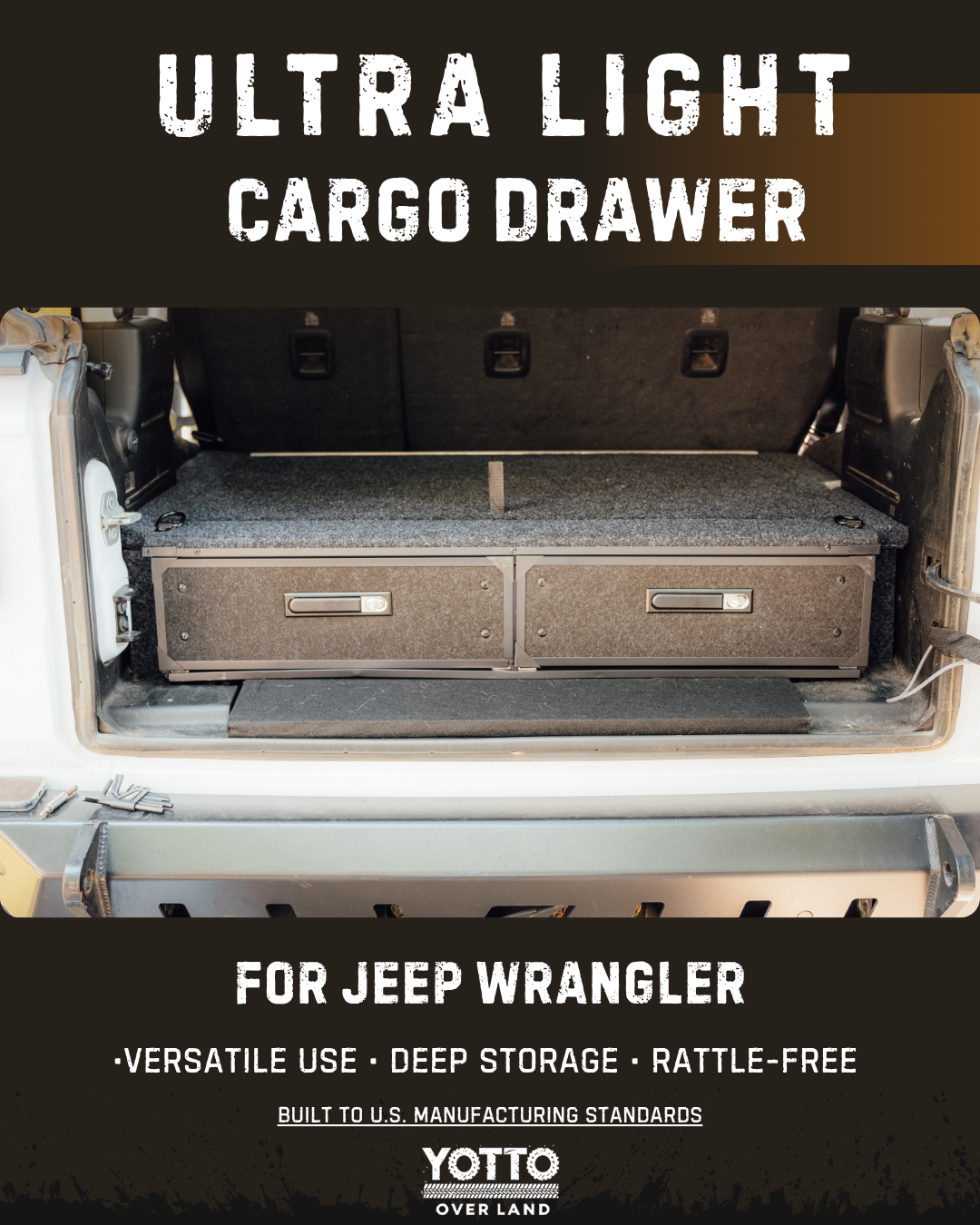 Ultralight Cargo Drawer for Wrangler JL 4xe, Rubicon, Sahara