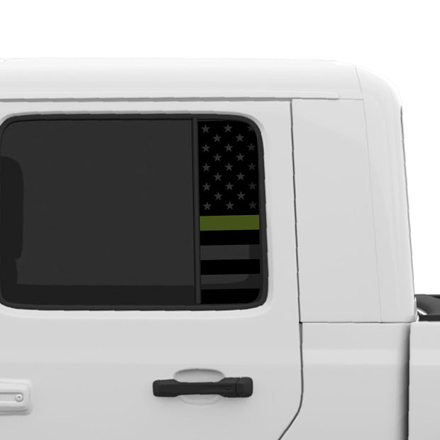 Thin Line Flag Window Graphic for Gladiator JT and Wrangler JLU | Set of 2