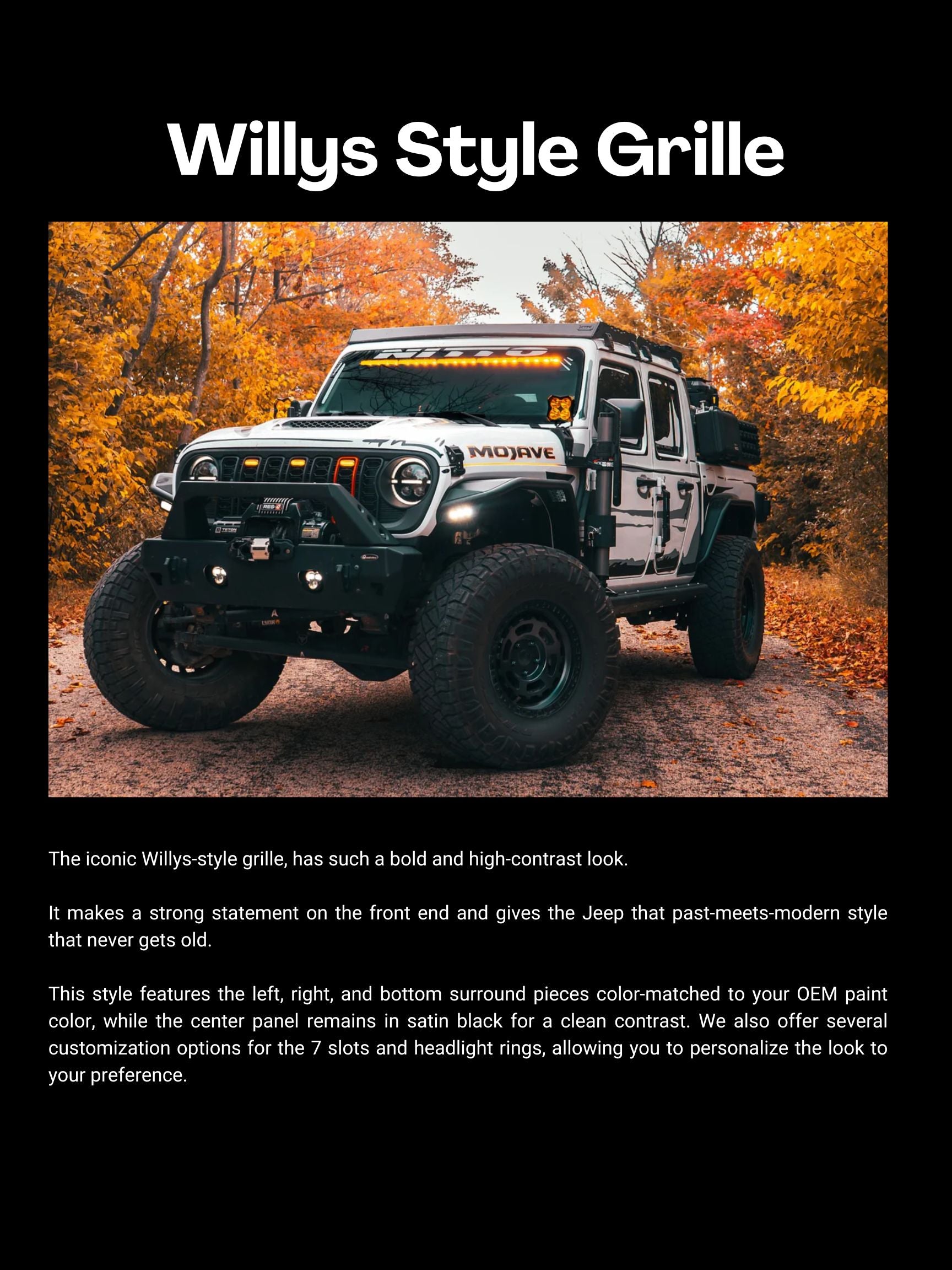 Willys-Style Two-Tone Satin Grille fits Wrangler JL/ GladiatorJT