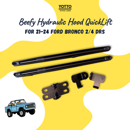 Beefy Hydraulic Hood QuickLift for 21-24 Ford Bronco 2/4 Doors