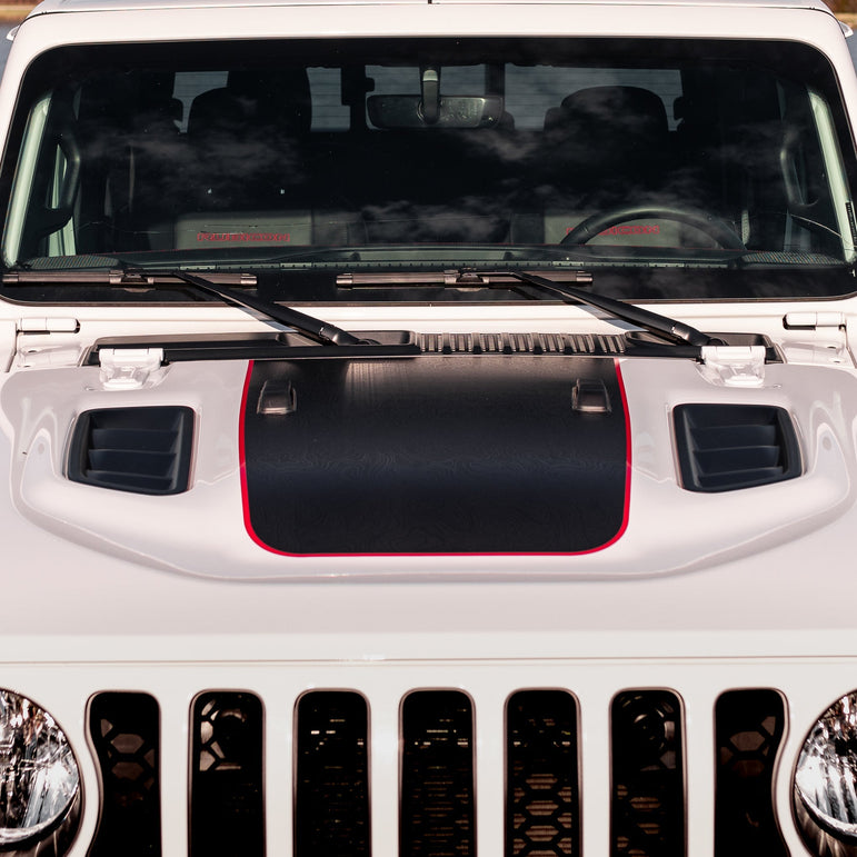 Hood Graphic for RUBICON | Black Topo - fits Wrangler JL & Gladiator JT