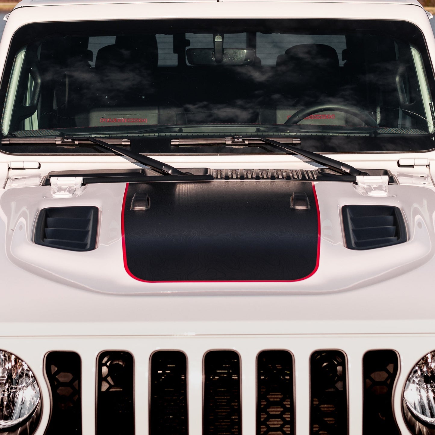 Hood Graphic for RUBICON | Black Topo - fits Wrangler JL & Gladiator JT