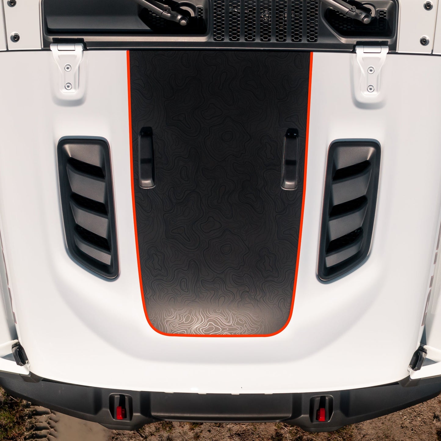 Hood Graphic for RUBICON | Black Topo - fits Wrangler JL & Gladiator JT