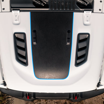 Hood Graphic for RUBICON | Black Topo - fits Wrangler JL & Gladiator JT