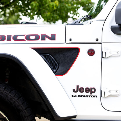 Premium Fender Vent Decal Set | Black Topo - fits Wrangler JL & Gladiator JT