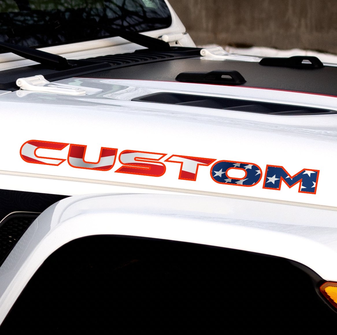 American Flag Hood Lettering | Set of 2