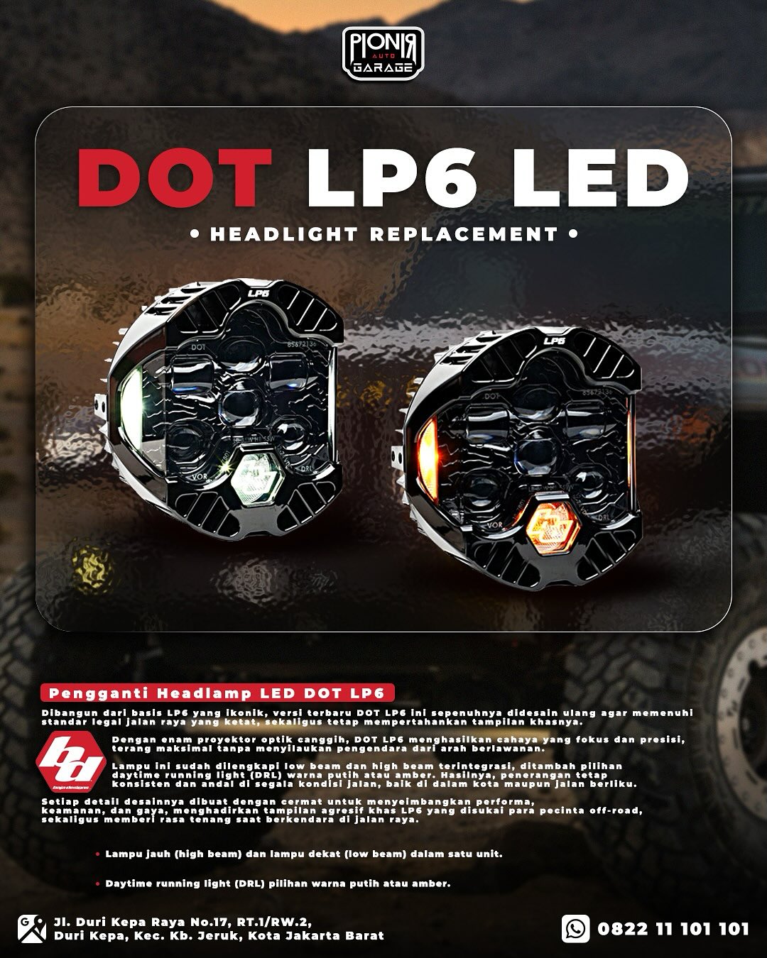 [Baja Designs] DOT LP6 LED Headlight Kit - Jeep 2018-2025 Wrangler JL; Gladiator JT