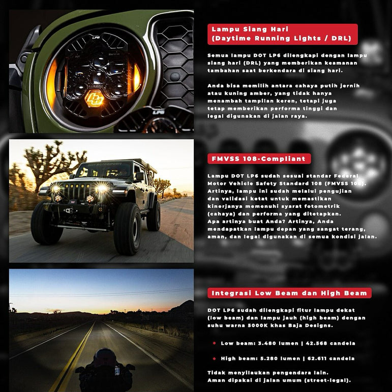 [Baja Designs] DOT LP6 LED Headlight Kit - Jeep 2018-2025 Wrangler JL; Gladiator JT