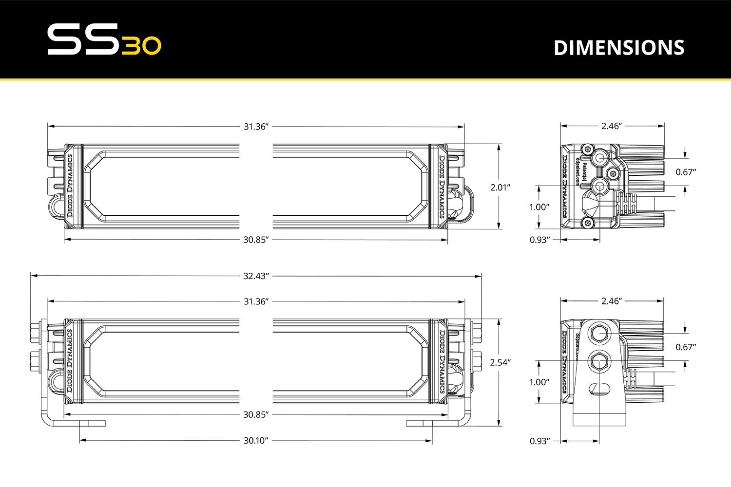 [Diode Dynamics] SS30 Yellow LED Light Bar (one)
