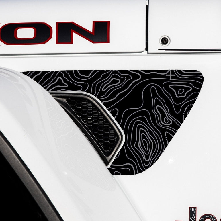 Fender Vent Decal Set | Topographical Map - fits Wrangler JL & Gladiator JT
