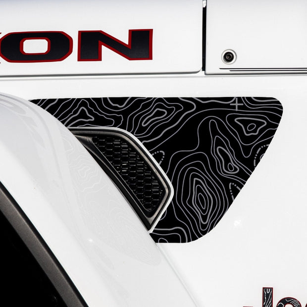 Fender Vent Decal Set | Topographical Map - fits Wrangler JL & Gladiator JT