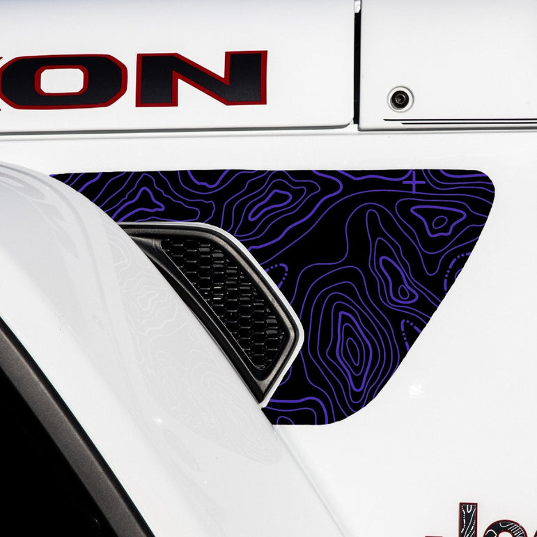 Fender Vent Decal Set | Topographical Map - fits Wrangler JL & Gladiator JT