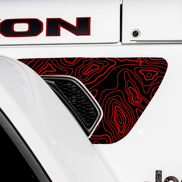 Fender Vent Decal Set | Topographical Map - fits Wrangler JL & Gladiator JT