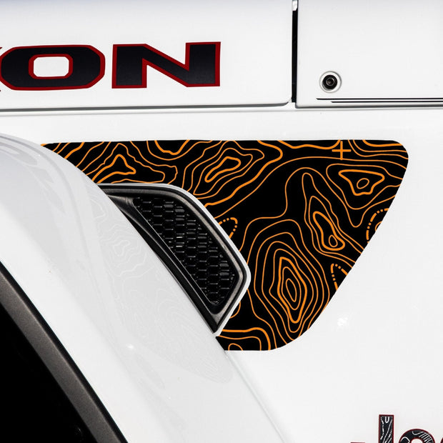 Fender Vent Decal Set | Topographical Map - fits Wrangler JL & Gladiator JT