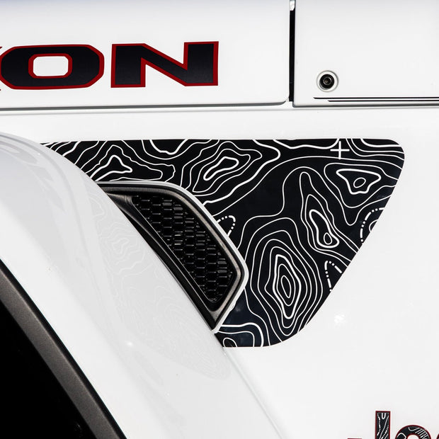Fender Vent Decal Set | Topographical Map - fits Wrangler JL & Gladiator JT