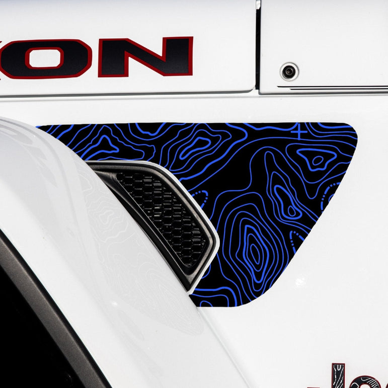 Fender Vent Decal Set | Topographical Map - fits Wrangler JL & Gladiator JT
